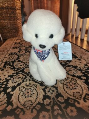 White Plush Puppy with Bandana